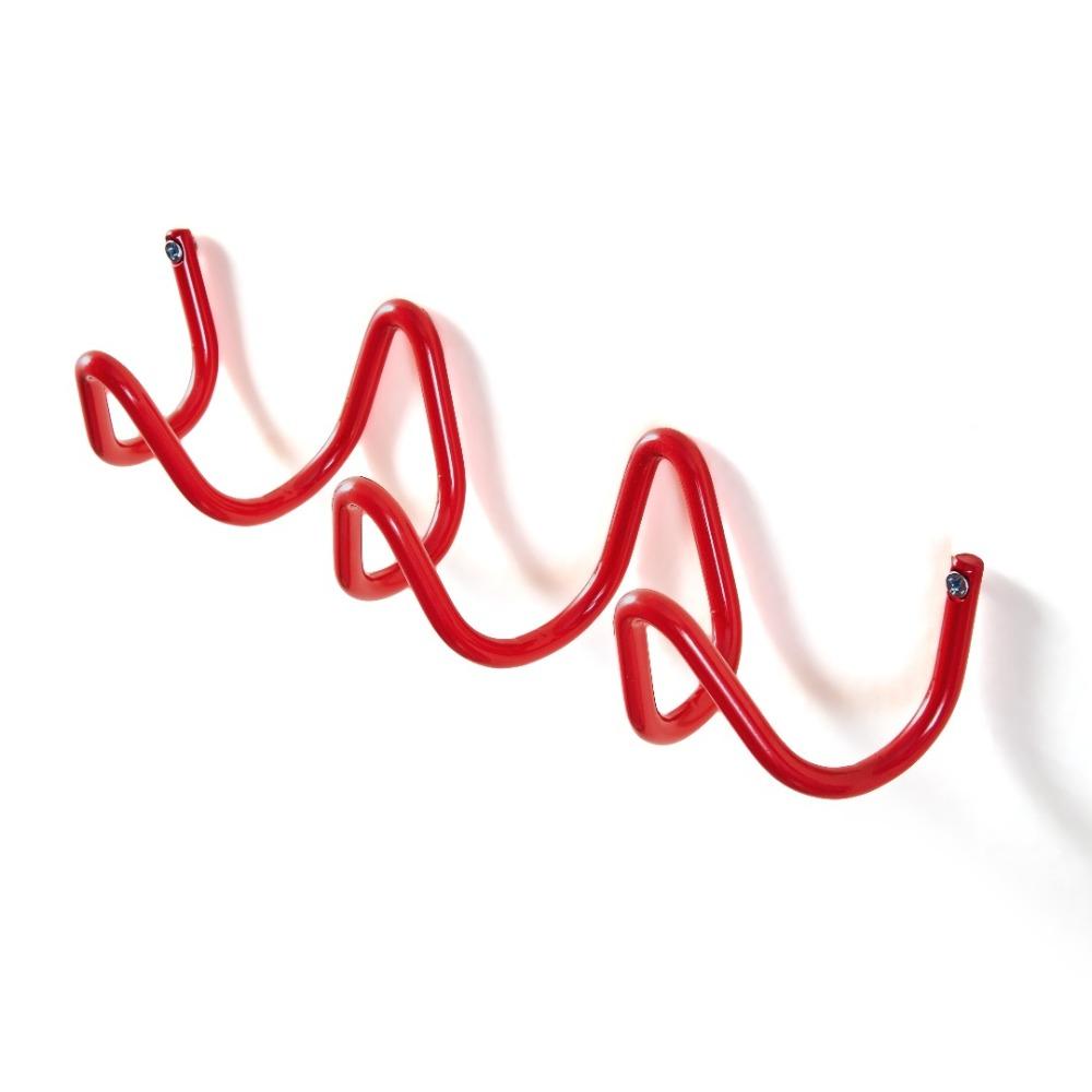 

Wavy Shape Metal Wall Hook Waterproof Key Hook Rack Household Door Back Clothes Hook Entryway Red 3Hooks