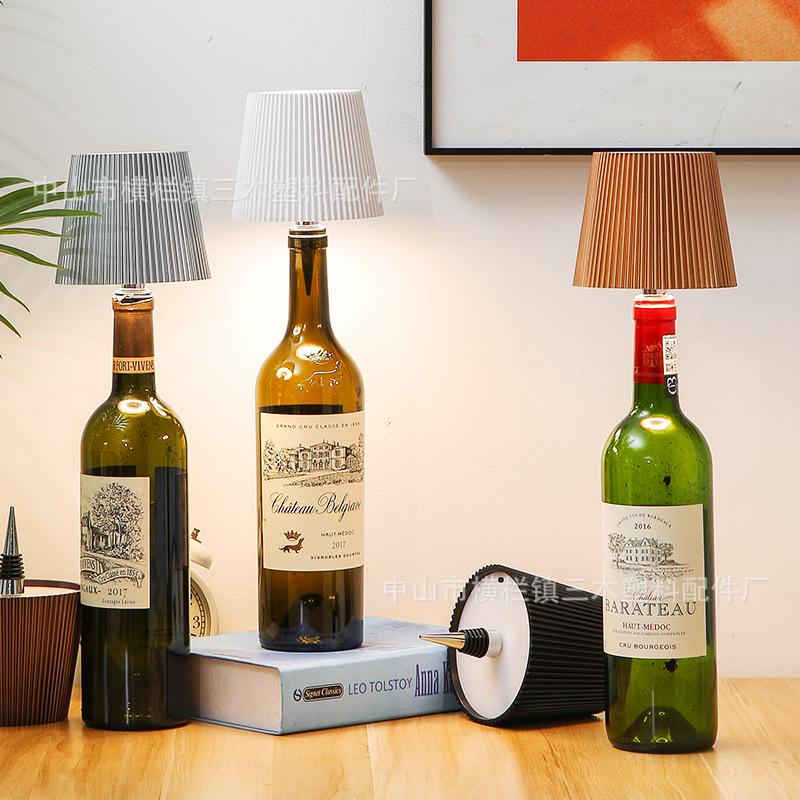 Rechargeable Wine Bottle Desk Lamp - Touch-Control Small Night Light for Bar, Restaurant & Home Decor