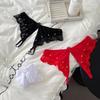 Low Waist Lace Flower Briefs Women Pearl Decor Lace Underwear Fashion Mesh T Panties  Ladies
