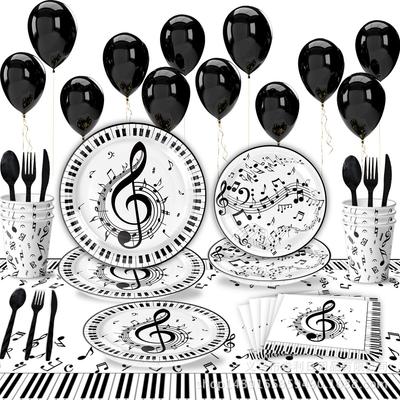 Music Festival Music Note Party Supplies Party Decoration Tableware Disposable Paper Plate Tissue Paper Cup Banner Tablecloth Set