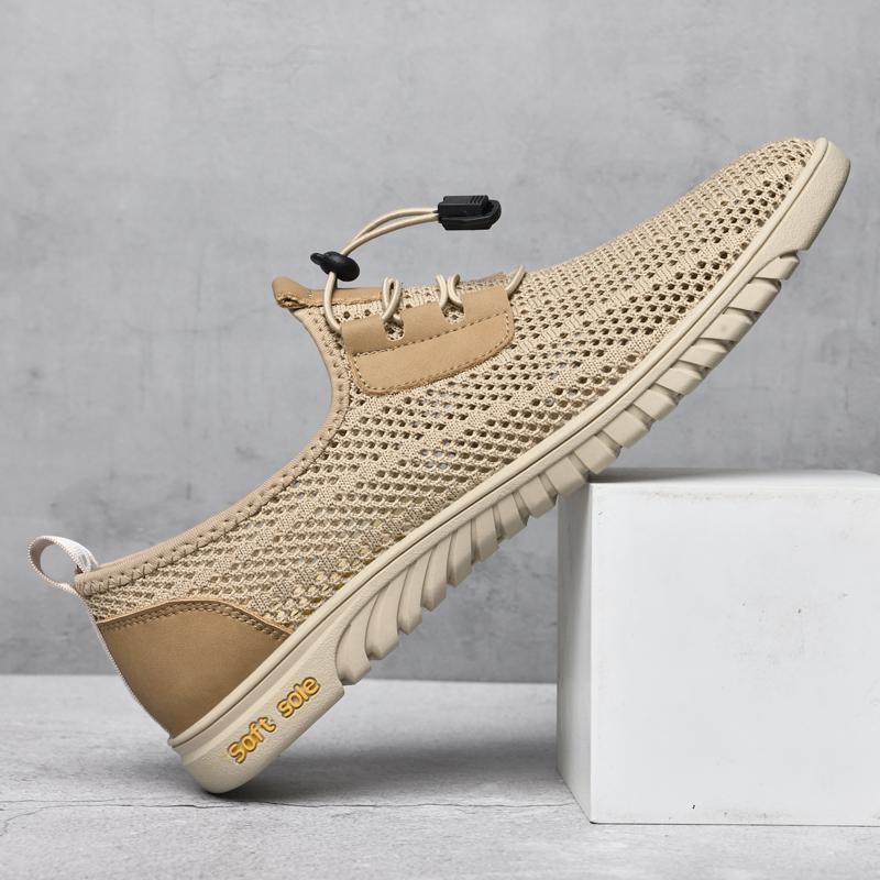 

Fashion Fashion Summer Men Mesh Shoes Breathable Cool Casual Genuine Leather Brand Shoes Moccasins Lightweight Man Soft Luxury Sneakers 46 жёлтый
