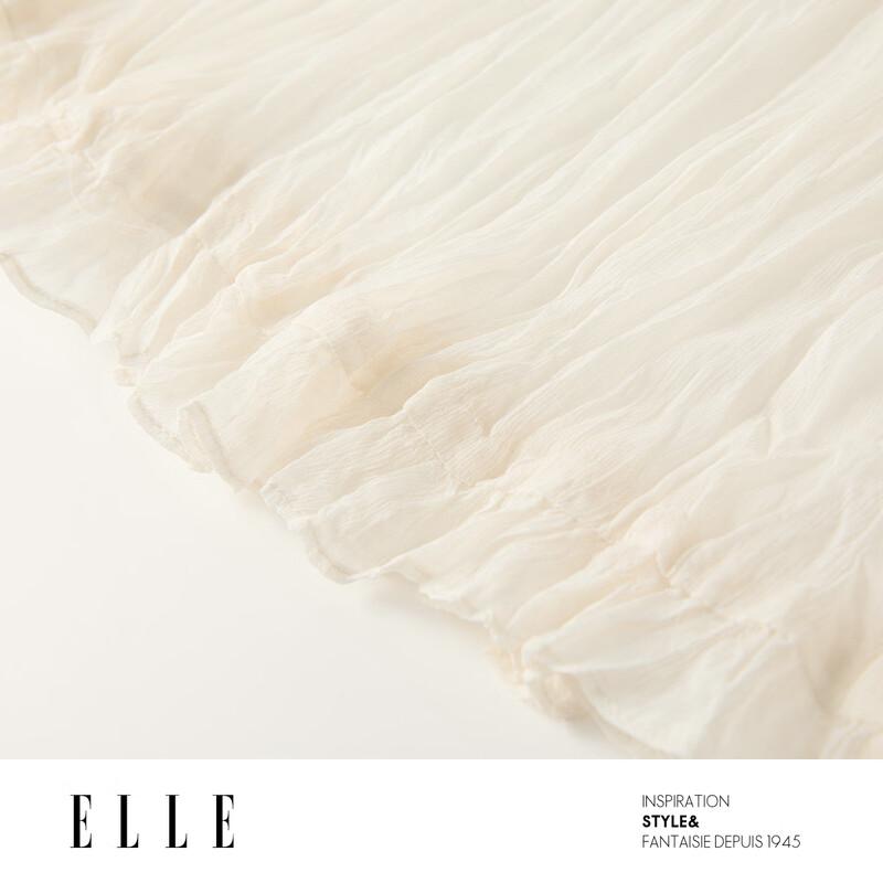ELLE French Textured Pleated Midi Skirt