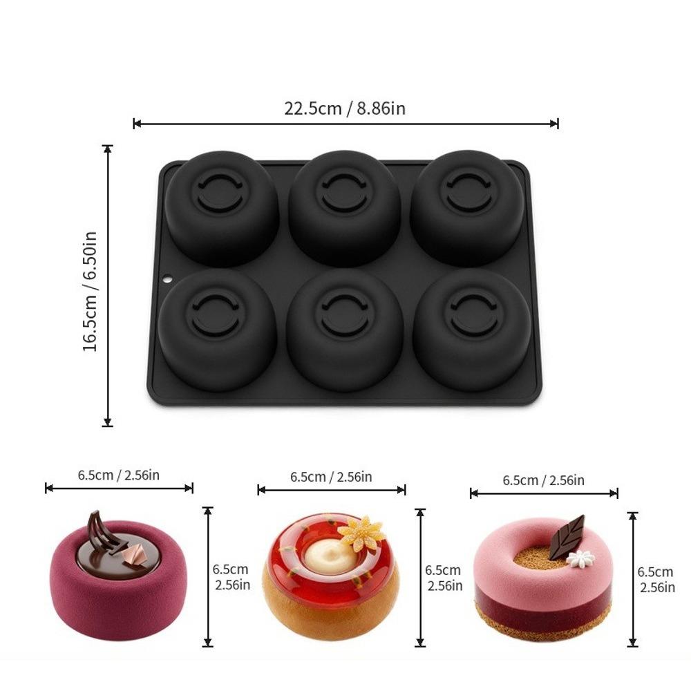 Silicone 6-Cavity Baking Molds Cake Utensils Easy-to-clean Round Cake Mold Cake Mold чёрный