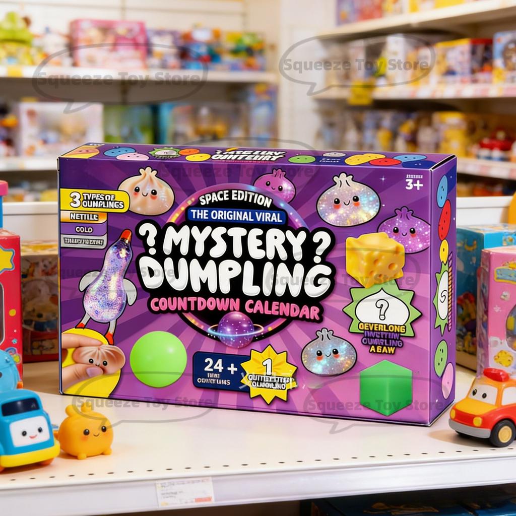 New Mystery Box Advent Calendar, 24pcs Soft Surprise Dumplings, Anxiety Relief Bao Bun for Adults, Stress Relief Sensory Gift