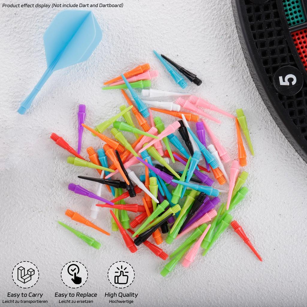 CyeeLife darts points plastic 100pcs 2BA screw soft dart points soft tips 8 color mix