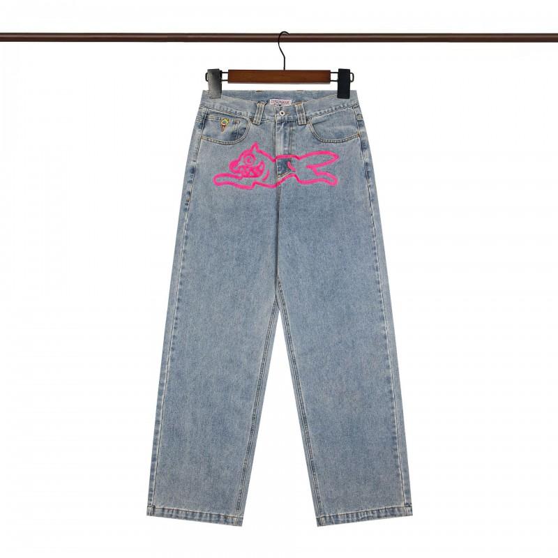 BBC ICECREAM Graphic Embroidered Denim Shorts Mens High Street Straight Leg Fashion Casual