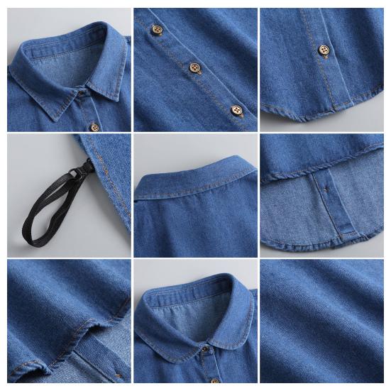 Denim Fake Collar Lapel Women Easy Button-On Shirt Collar Sweaters Dresses Jackets Layering Accessory