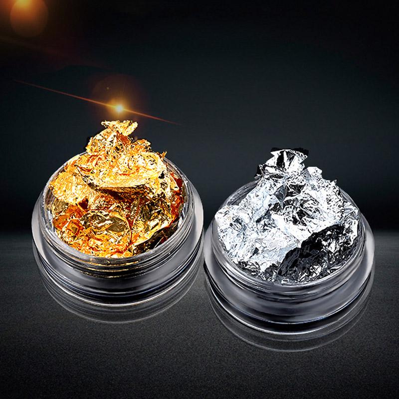 1 Box Fashion Shiny Nail Art Gold and Silver Tin Foil DIY Nail Art Decoration Accessories Supplies