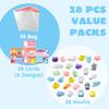 JOYFY 28 Packs Valentines Day Kawaii Mochi Squishy Fidget Toy Gift Cards Classroom Exchange Prizes Party Favors