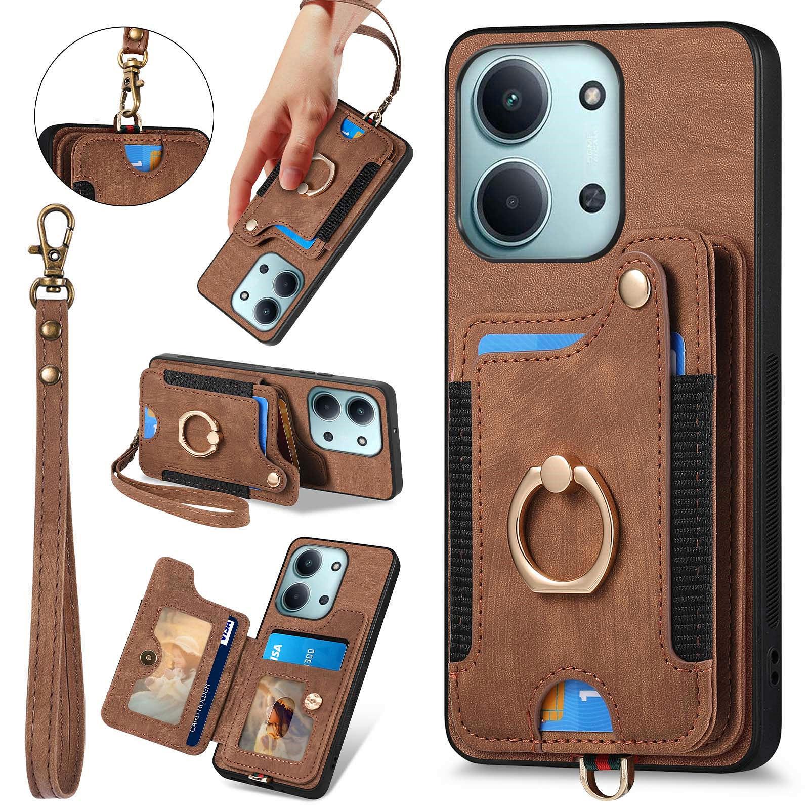 

Retro PU Leather Case For Xiaomi Redmi 15C 5G (EU) (173mm)/15C 4G (EU) (173mm) Phone Cover with RFID Blocking Card Holder