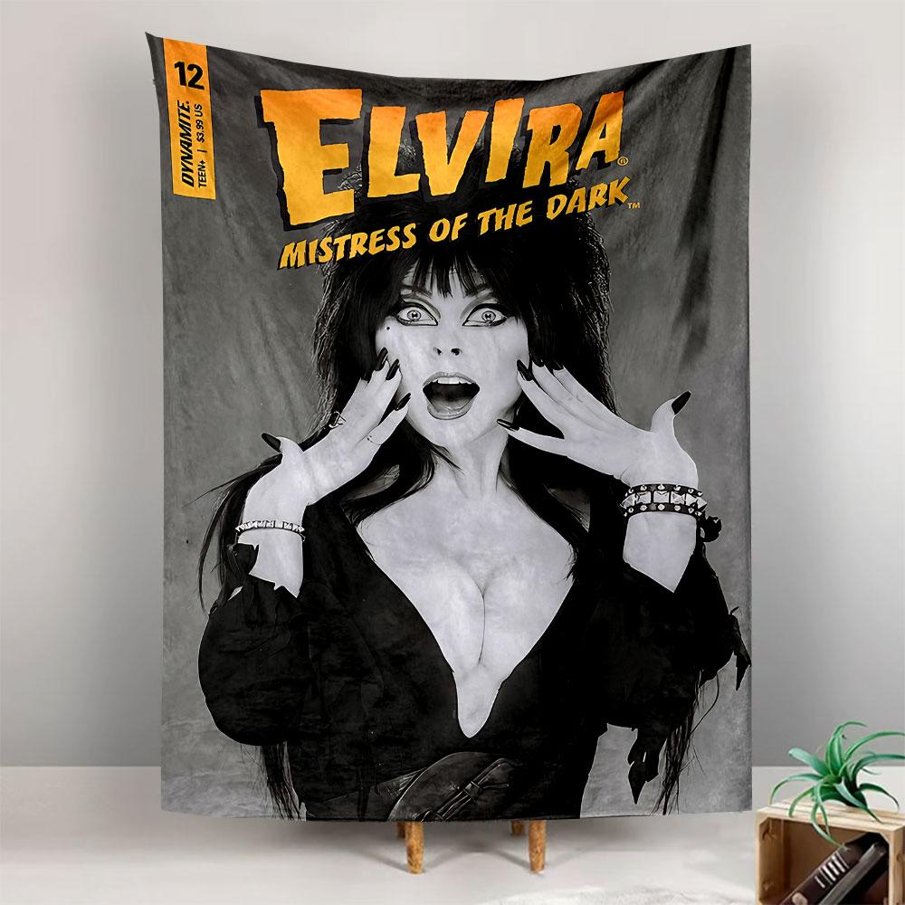 Elvira Mistress of the Dark Tapestry Wall Hanging, Horror Hostess Gothic Art, Retro Halloween Wall Decor for Bedroom Dorm