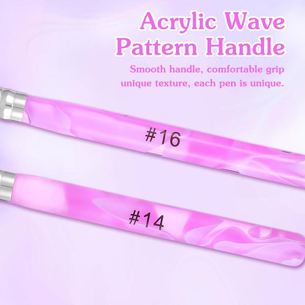 4 Pcs French Manicure Brush Gel Acrylic Nail Brushes Nail Art Brushcure Tool With Dotting Tool Double-Ended Art Pen for Manicure Cuticle Clean Up