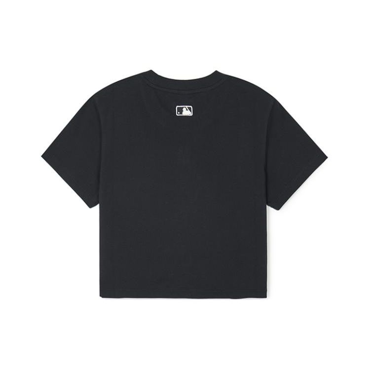 MLB Solid Color Crew Neck Short Sleeve T-Shirt With Small Logo Unisex Tops Black 3FTSB0443-50BKS