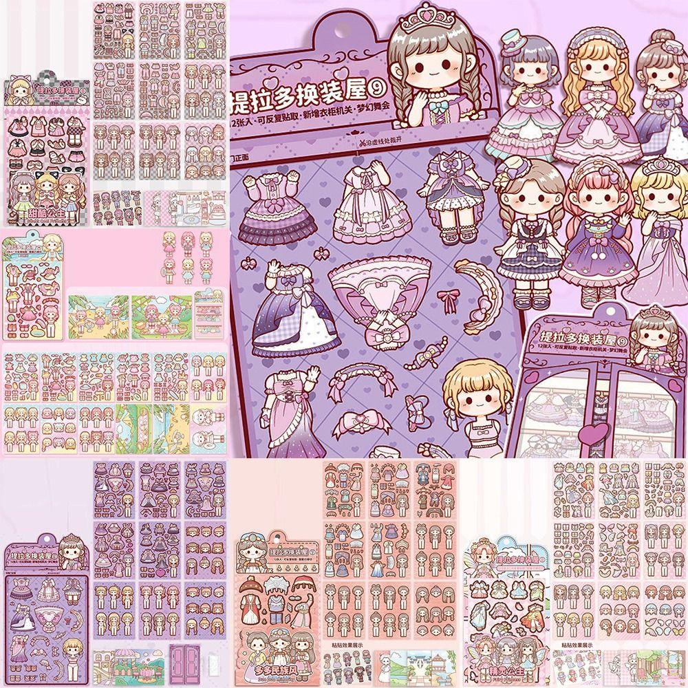 Papper Girls Dress Up Decorative Stickers Multicolor Handbook Stickers  for Kids