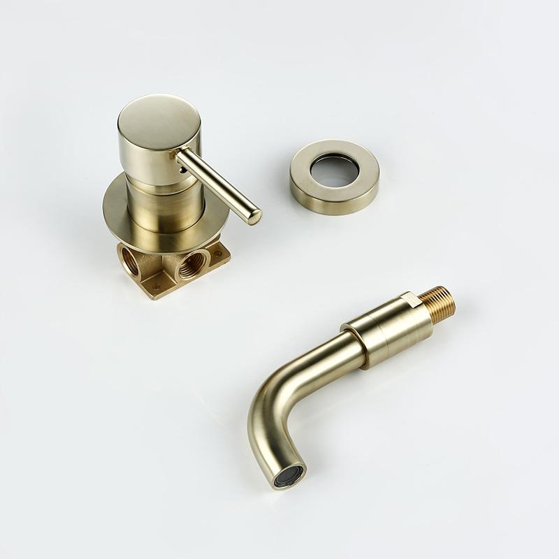 Bagnolux Wire Drawing Gold Concealed Basin Bathroom Faucet Brass Round Hole Water Outlet  Bathroom Hotel Decoration Faucet
