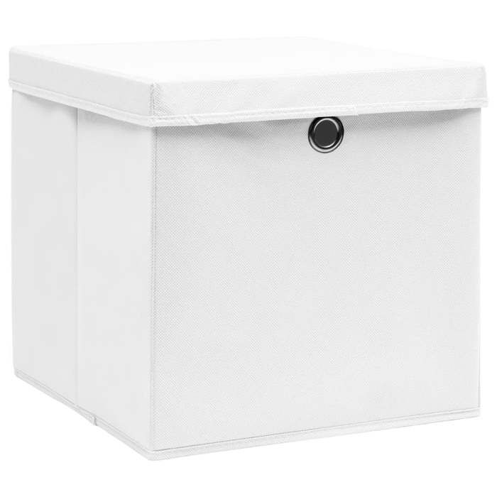 VidaXL Storage Boxes with Lid 10pcs White 32x32x32cm Fabric
