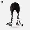 Autumn And Winter Warm Wool Hat Hand-Woven Hollow Bag Hat Women'S Ethnic Style Fringed Ear Protector Knitted Hat