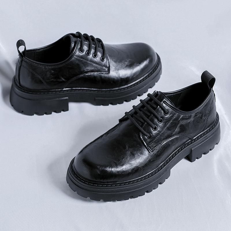 Мужские черные повседневные туфли из натуральной кожи — фото 7