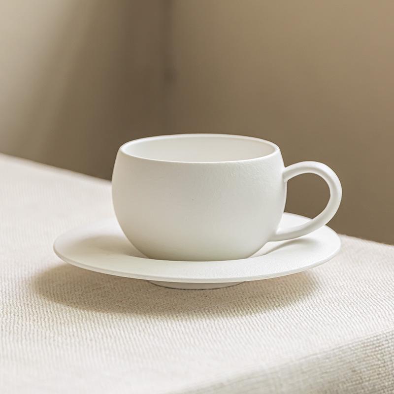 Premium Coffee Cup Simple Pure White Cup And Saucer Set Ceramic Mug Afternoon Tea Cup Household Tea Cup