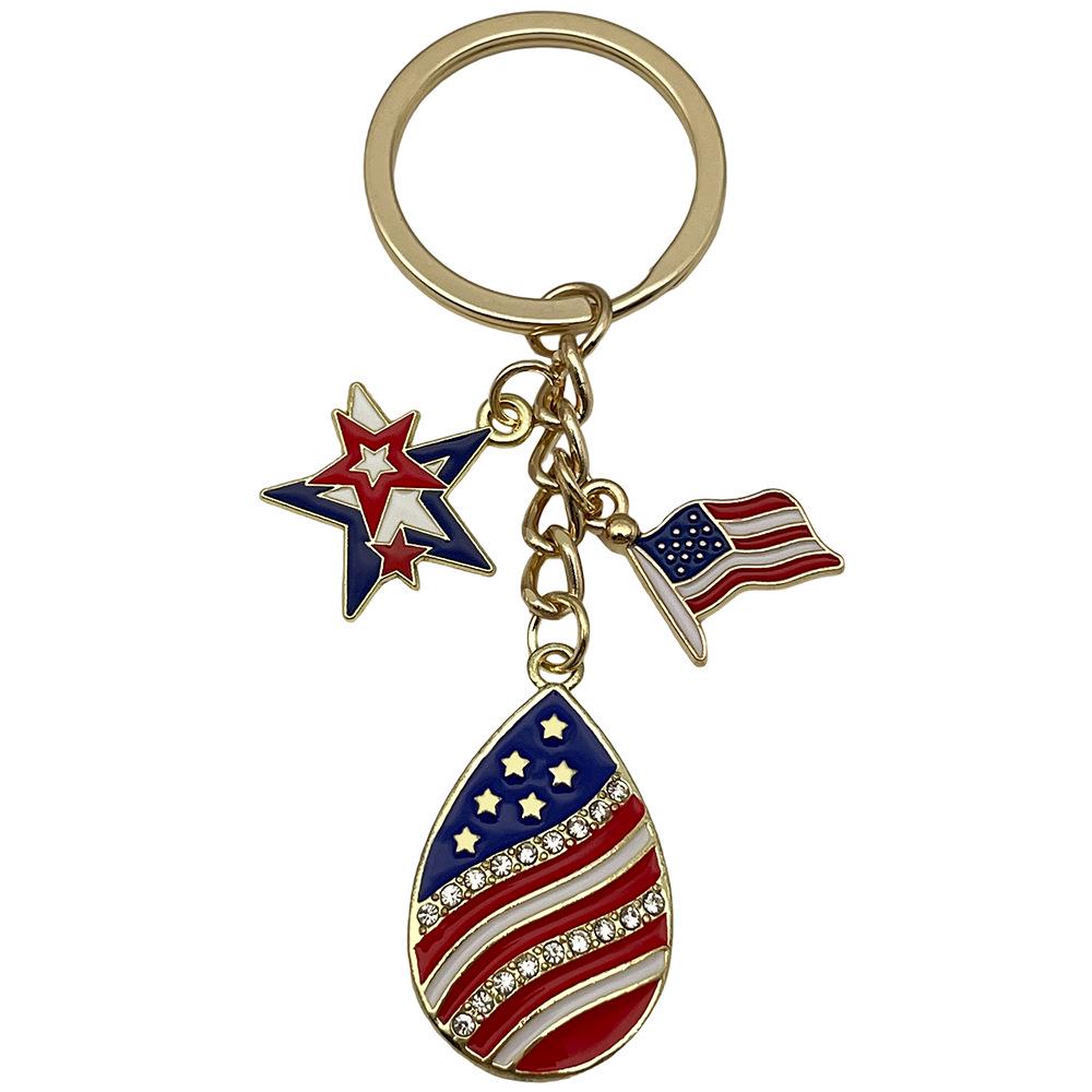 Independence Day Flag Heart & Star Earrings Keychain Pendant