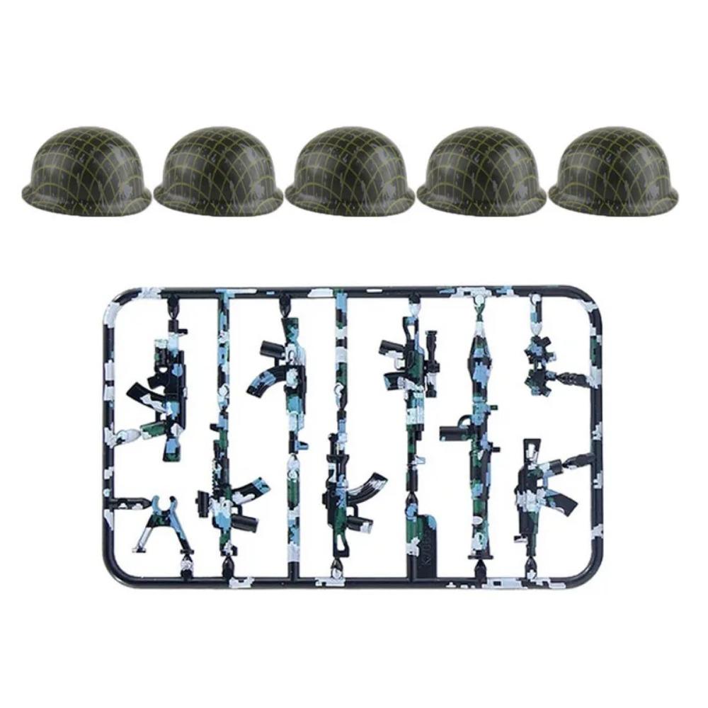WWI WWII Building Blocks Soldiers Military Accessories Bomb Two-color Gun Mini Brick Weapons Gift Toy AKM Helmet RPG Grenad X026