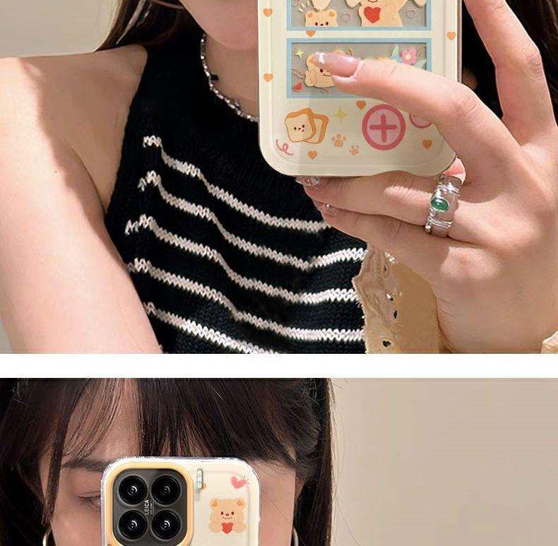 Xiaomi 17 Pro Max Silicone Phone Case with Lanyard - Pudding Bear Design