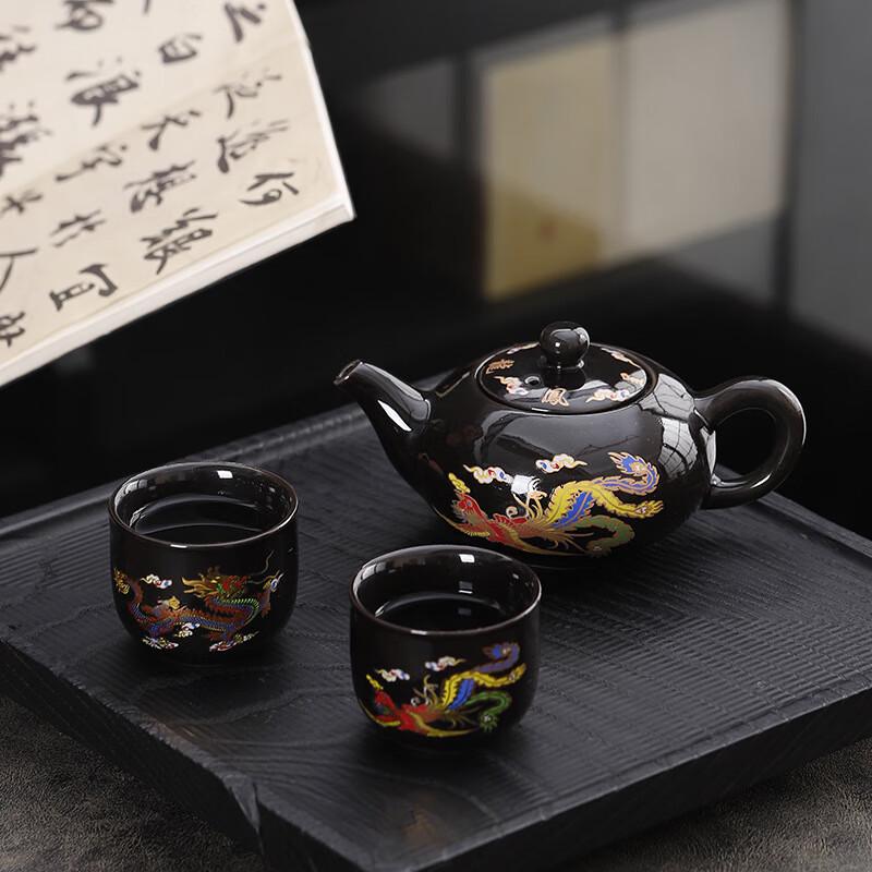 Color-Changing Dragon & Phoenix Ceramic Tea Set