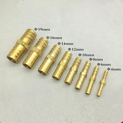 3 4 5 6 8 10 12 14 16 19 25 Mm Brass Straight Hose Pipe Fitting Equal Barb Water Pipe Joint Gas Copper Coupler Connector Adapter