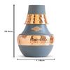 Pure Copper Bedroom Water Bottle with Inbuilt Glass, Surahi Design Grey Half Silk Half Hammered Finish Storage Drinkware, Volume 1250 Ml