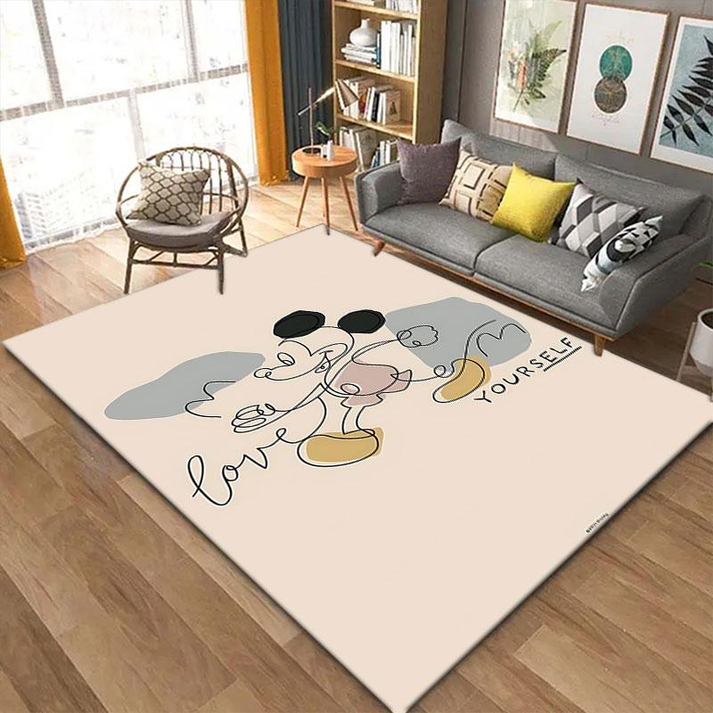 Mickey Mouse cartoon print rug, non-slip and stain-resistant floor protection rug, home décor.