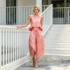 2 Piece Sets for Women, Sleeveless Crew Neck Ruffle Tank Top And Wide Leg Pants Matching Set, Summer Vacation Lounge Outfits