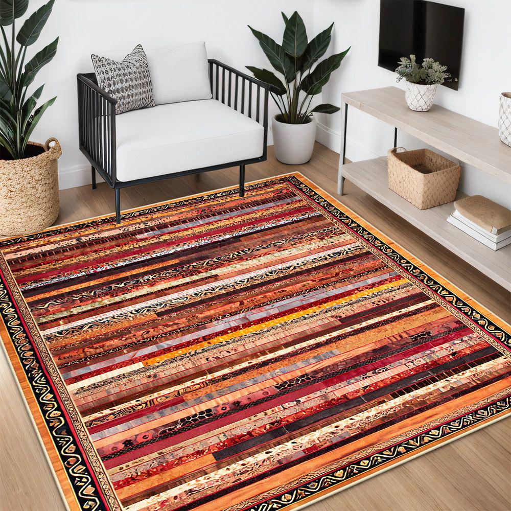 Bohemian Big Size Retro Live Room Rug Soft Washable Room Decoration Bedroom Bedend Carpet Customizable Sofa Table Mat Flannel