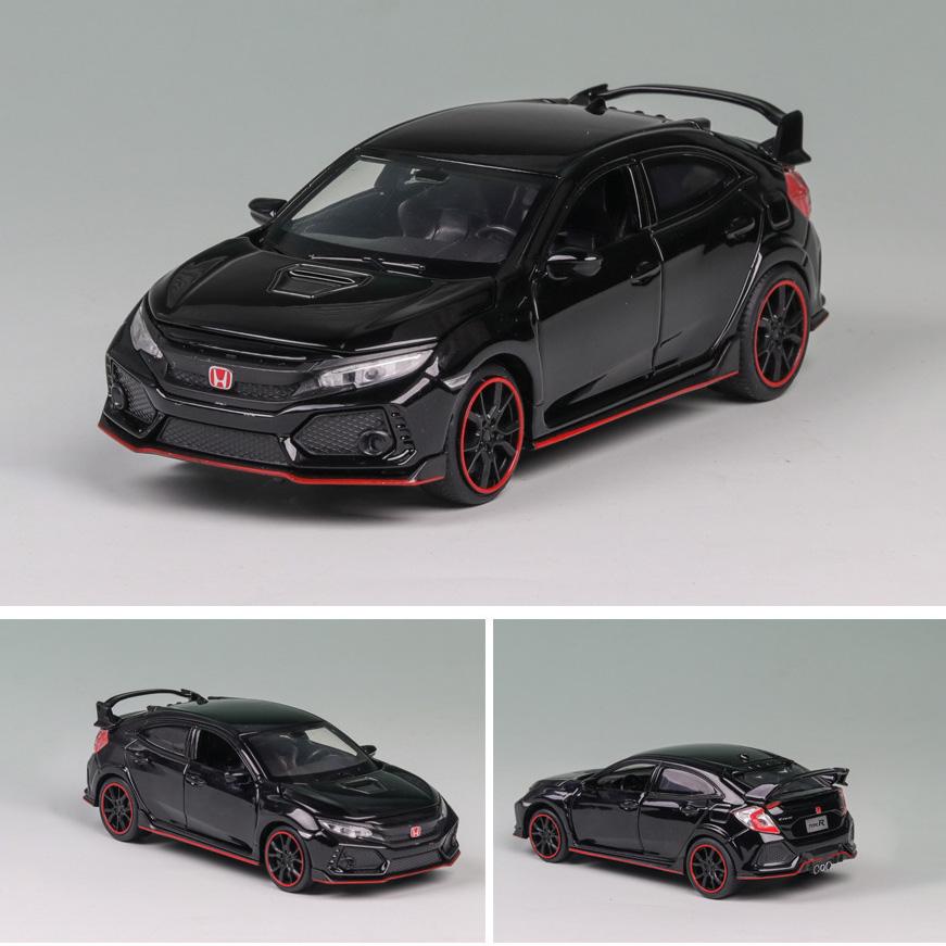 1:32 Scale 2017 Honda Civic Type-R Diecast Model Car Toy with Doors Open Light and Sound for Kids Boys Girls Adults Men Collection