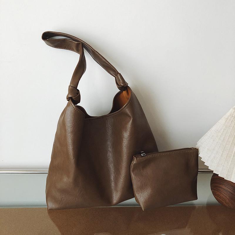 Women's PU Hobo Bag with Matching Pouch Large Capacity Shoulder Handbag for Daily Casual