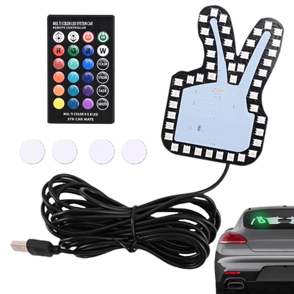 LED Car Sign Finger Light Fun Auto Fingers LED Sign Unique Funny Car Accessories LED Warning Lights Back Window Sign Car Finger