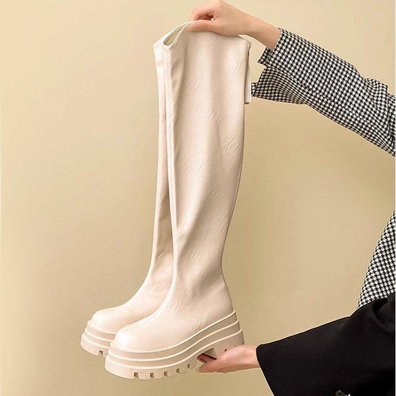 Fashion Comemore Women's High Boots Autumn Platform Thigh High Boots Fashion Women Sheoes Back Zip High Heels Over The Knee Boots Female