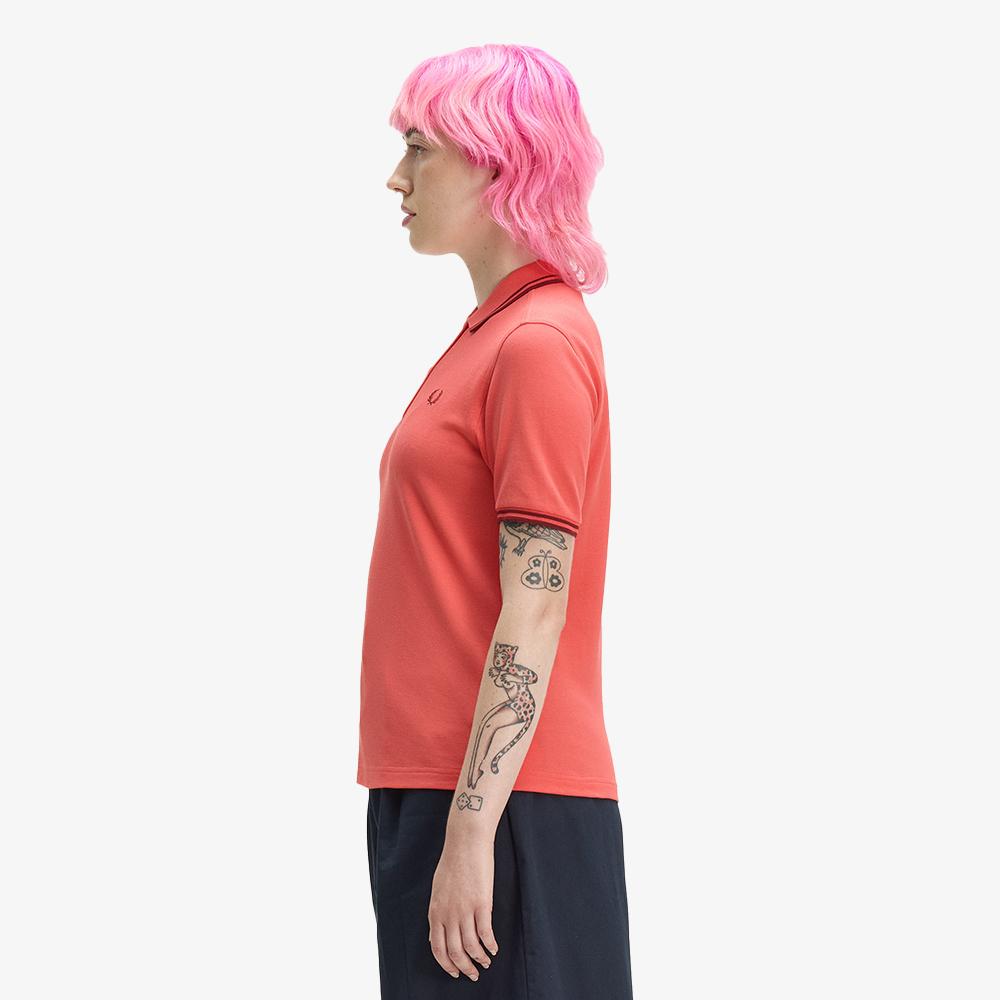 Fred Perry [G3600] Twin Tip Fred Perry Shirt - Strawberry Cream/Oxblood Afpf2613600-22C
