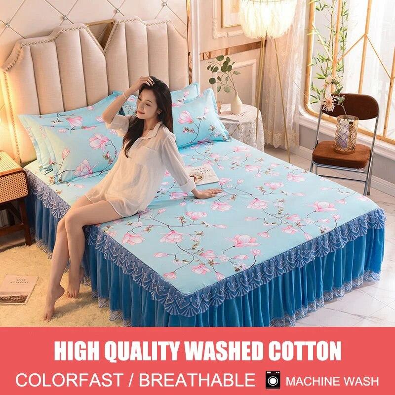 Cool Bed Skirt Lace Bedspread Princess Style Bedding Sets with Pillowcases Beautiful Bed Spreads Queen King Size Beddings