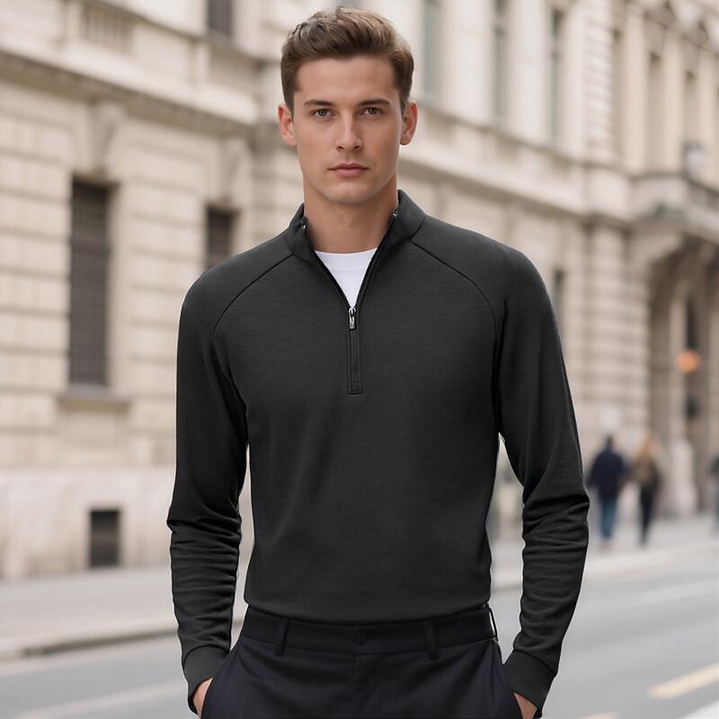 Shanshan Men's Cashmere Blend Thickened Mock Neck Sweatshirt