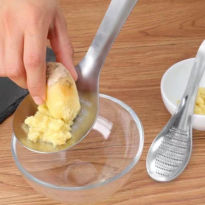 304 Stainless Steel Multi-Purpose Kitchen Tool: Rice Spoon, Ginger Grater, Garlic Paste Maker, Rice Colander