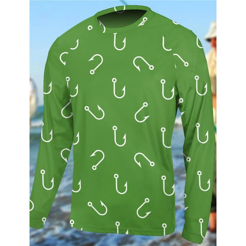 Mens Long Sleeve Fishing Shirt Outdoor Quick Dry Breathable Lightweight Performance Top UV Protection Sun