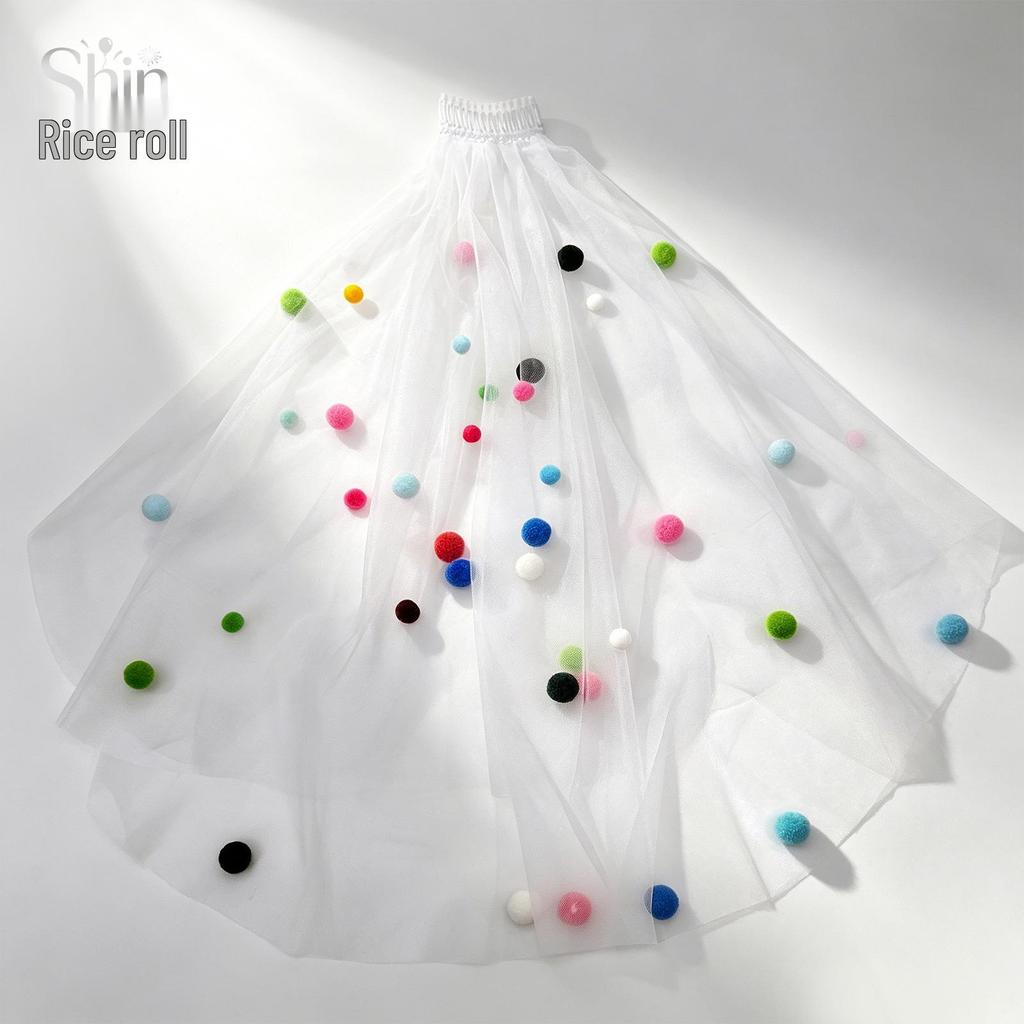 Personalized Fluffy Colorful Bubble Veil for Wedding Photo Props
