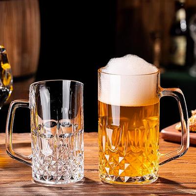 Beer Glass with Handle Classic Carved Wine Glass Large Capacity Transparent Water Bottle Heat Resistant Tea Mug Craft Beer Glass
