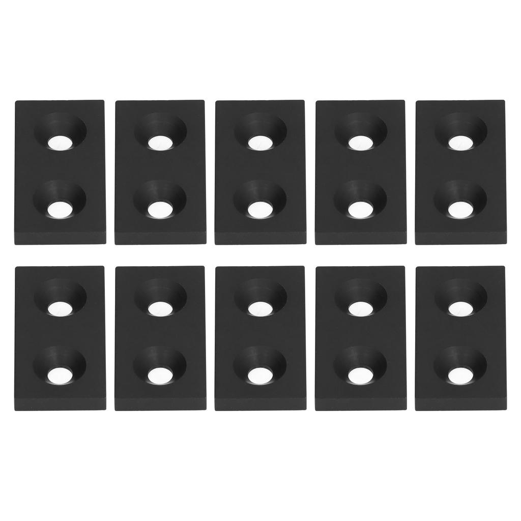 10Pcs Aluminum Profile End Cap Alloy Metal Cover Plate Linear Moving Parts 3060 Double HolesBlack