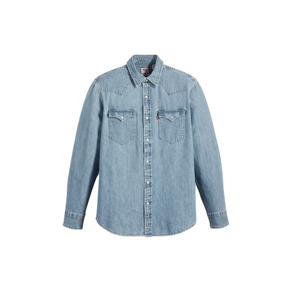 Levi`s Shirts Unisex Blue Pointed Collar