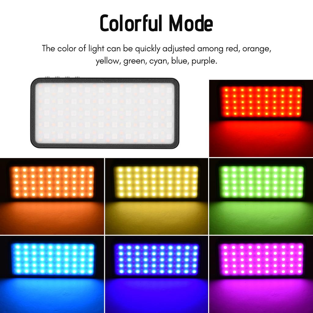 Andoer RGB LED Video Light Portable Light Panel 3000K-6500K Dimmable Brightness 30 Special Effects