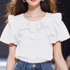 ZANZEA Women Summer Ruffled Layered Round Neck Short Sleeve Blouses