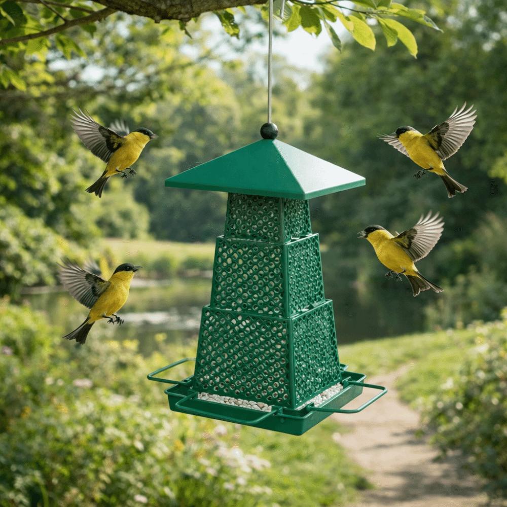 Windproof Wild Bird Feeder Folding Multi-purpose Hanging Bird Feeder Large Capacity with Hang Rope Bird Food Dispenser Tree