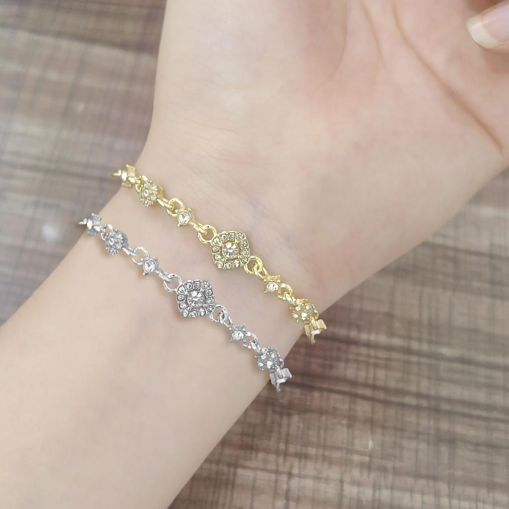 Explosive Zircon Rhombus Flower Bracelet Niche Light Luxury Exquisite Bracelet Temperament Advanced Sense Versatile Jewelry Women