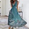 Women's Summer Fashion Retro Floral Print V-Neck Sleeveless Waistless Casual Dresses